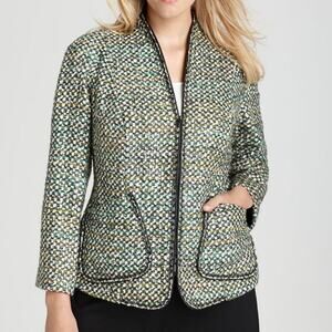 Lafayette 148 New York Green Tweed Jacket Size 8 Retails $698